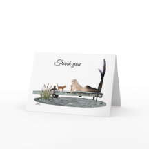 Sirena En Bote Dock Gracias Tarjeta De Saludo