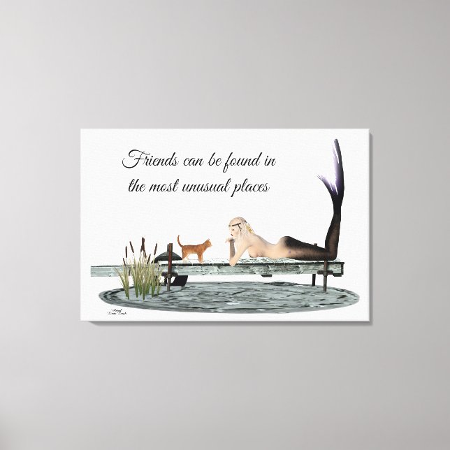 Sirena En Bote Dock Impresión De Lienzo Estirado (Anverso)