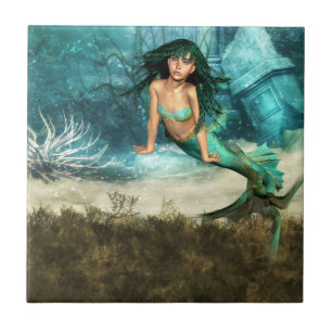 Sirena en la baldosa del océano