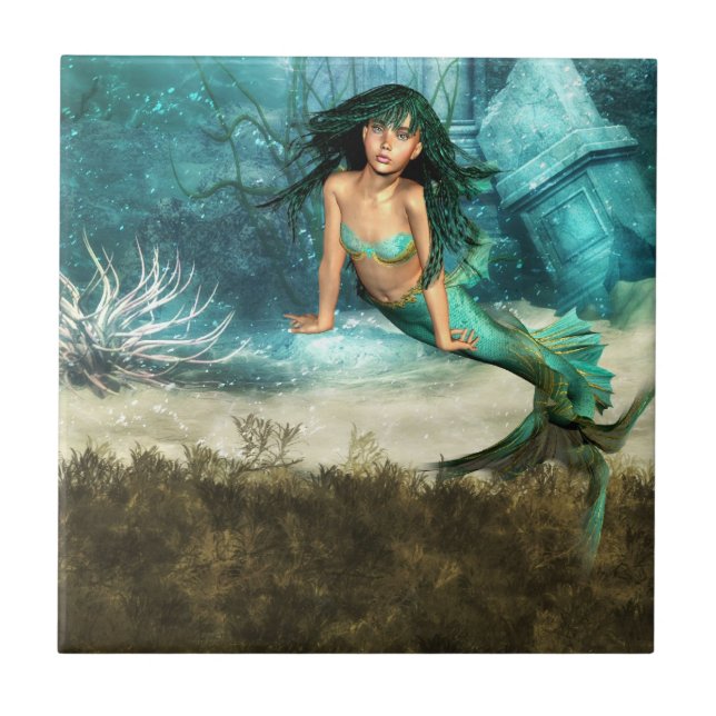 Sirena en la baldosa del océano (Frente)