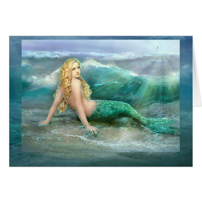 Sirena en la costa con olas de Aqua (Anverso (Horizontal))