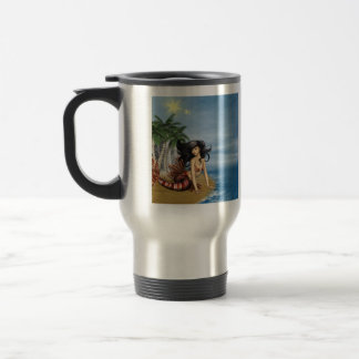 Sirena en la taza del viaje de la playa
