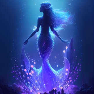Sirena en majestuoso rompecabezas de aguas oceánic