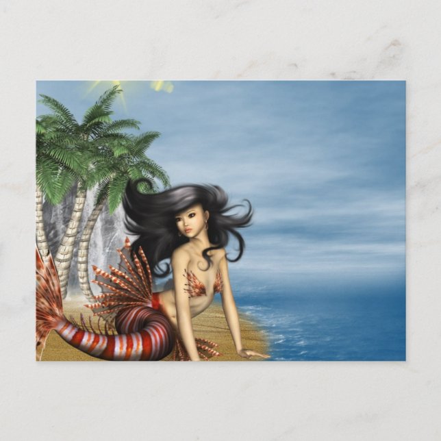 Sirena en postal de playa (Anverso)