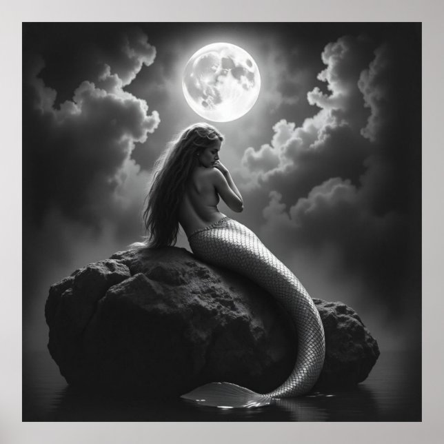 Sirena encantadora - Arte de carbón vegetal en Bea (Frente)