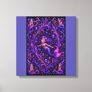 Sirena Fantasía Púrpura Brillo Arte Oceánico Mág