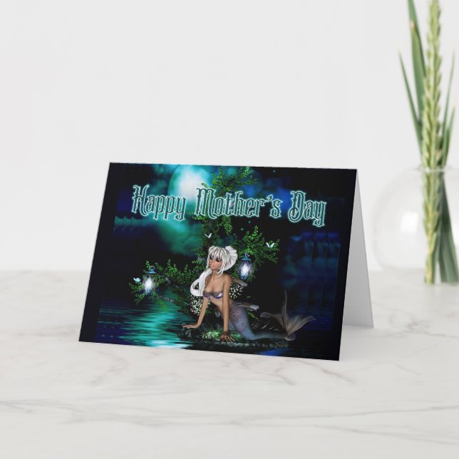 Sirena - Fantasía Tarjeta del Día de la Madre (Anverso)