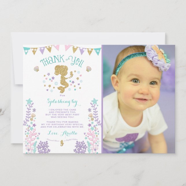 Sirena Gracias Tarjeta Bajo El Mar Gracias (Anverso)