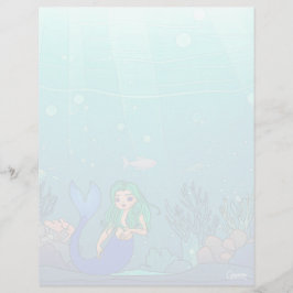 Sirena - Hoja de papel de 8,5" x 11"