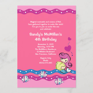 Sirena - Invitación a fiesta de cumpleaños submari