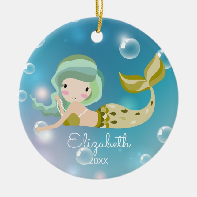 Sirena moderna ornamento de Navidad personalizado (Frente)