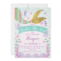 Sirena O Bajo Invitación Al Cumpleaños Marítimo