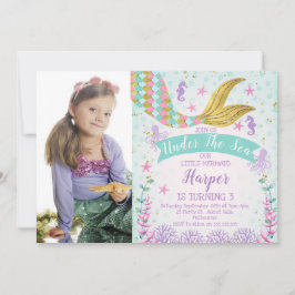 Sirena o bajo invitación del cumpleaños de la foto