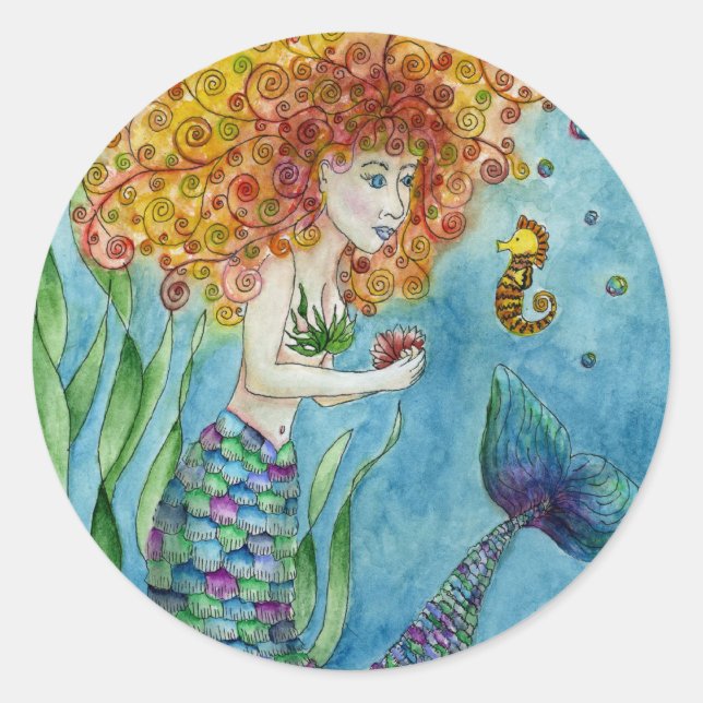 Sirena - Pegatina de caballitos de mar (Anverso)