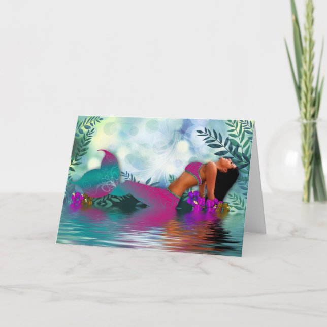 Sirena por el mar - tarjeta de nota en blanco (Anverso)