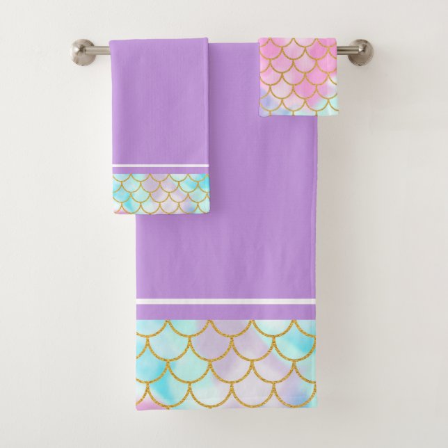 Sirena Purpurina de Oro Girly Pastel Ombre (In situ)
