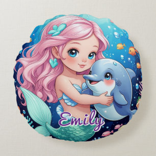 Sirena redonda y almohada delfín - Regalo personal