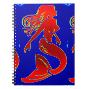 sirena roja en el cuaderno azul