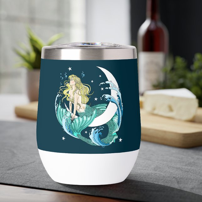 Sirena Rubia Art Deco Fantasía Luna Creciente (Subido por el creador)