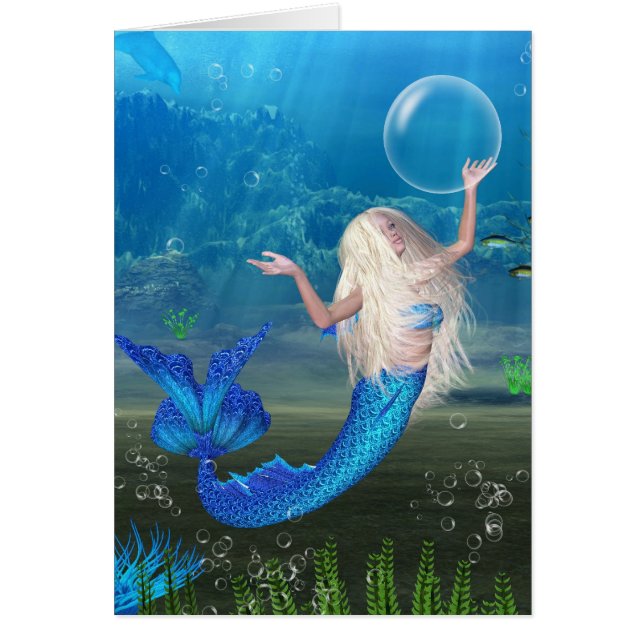 Sirena rubia bonita con la burbuja (Frente)