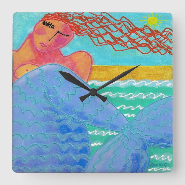 Sirena solar resumen reloj de pared de Art Square (Anverso)