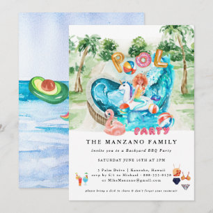Sirena Unicornio   Invitación a Fiesta en la Pisci