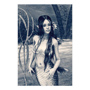 Sirena Vintage Arte de Fantasía de Foto Antigua