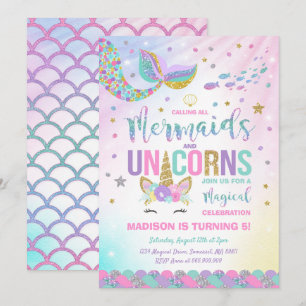 Sirena y fiesta mágico de la invitación del