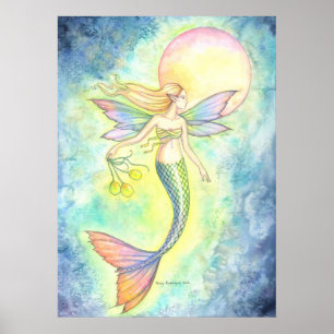 Sirena y la fantasía del burbuja de la luna Arte