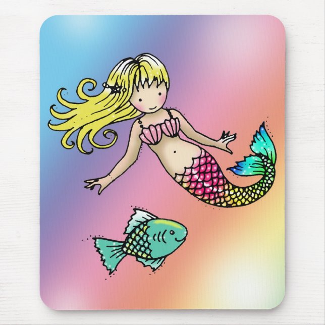 Sirena y Pez  Alfombrilla de ratón (Frente)