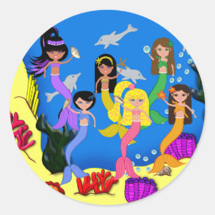 Sirenas en el océano con Pegatina de delfines