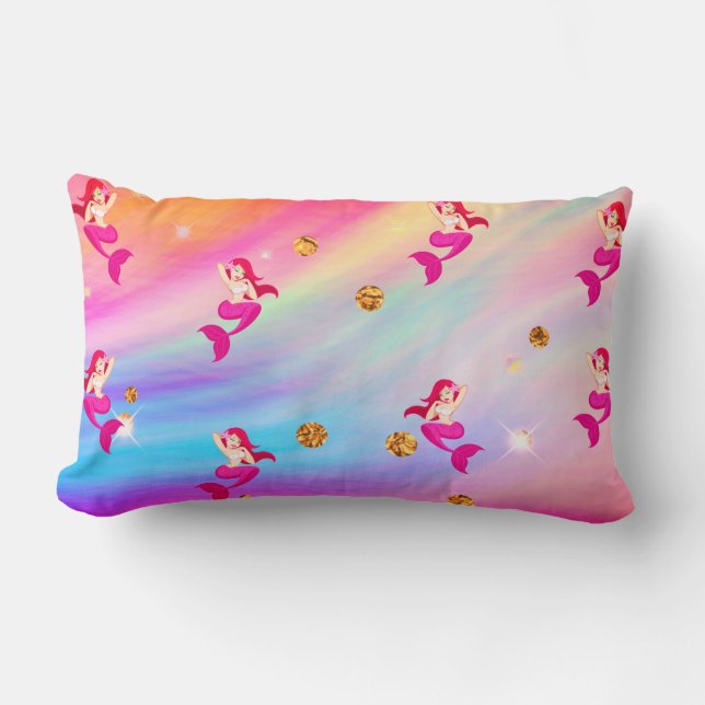 Sirenas en las nubes de arcoiris: almohada lumbar (Anverso)