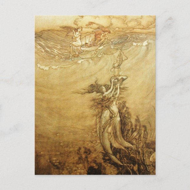 Sirenas Pescando La Postales De Perlas (Anverso)