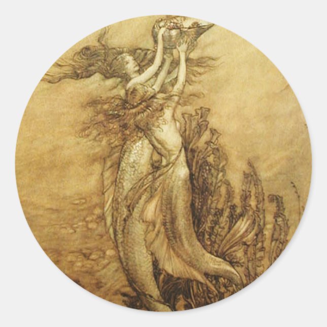 Sirenas Pescando Para Pegatinas De Perlas (Anverso)