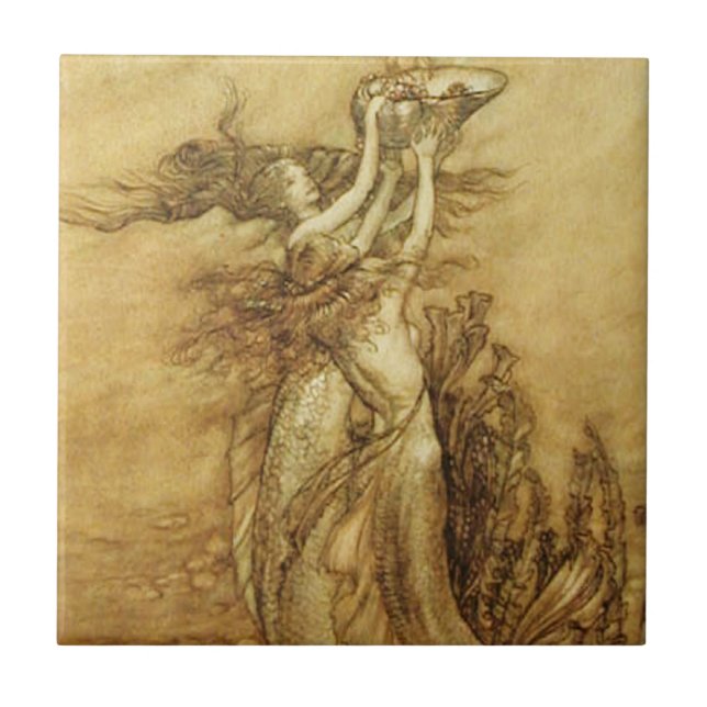 Sirenas que pescan para la teja de las perlas (Frente)