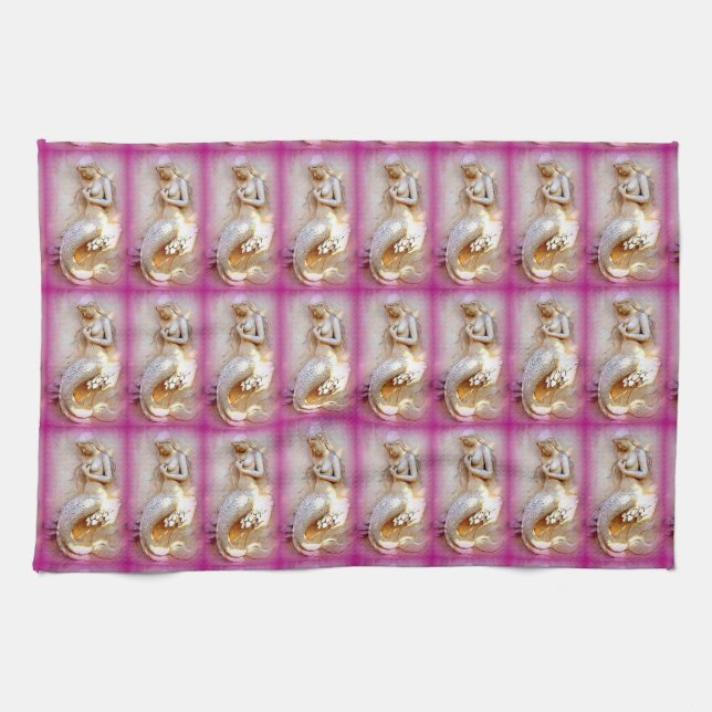 sirenas sientas toalla de cocina rosa (Horizontal)