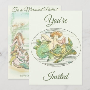 Sirenas Vintage Fiesta Bajo el Mar Invitación