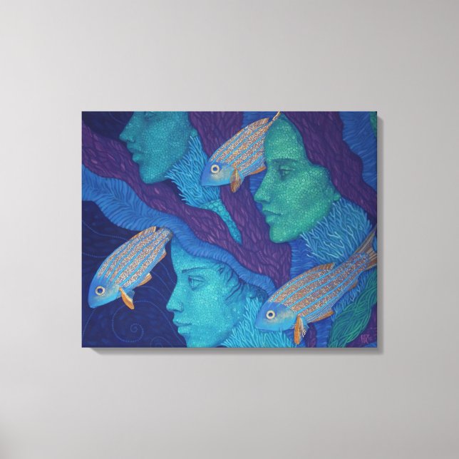 Sirenas y peces, arte de fantasía surrealista, baj (Anverso)