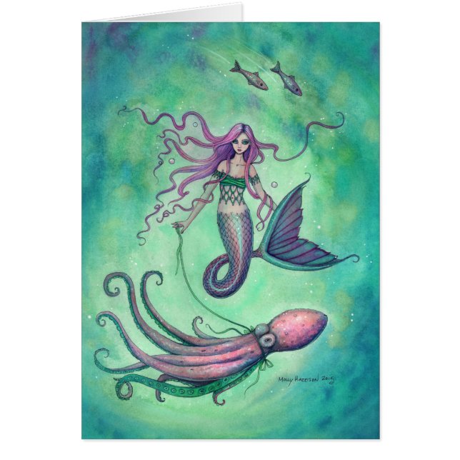 Sirenita con Ilustracion de arte de fantasía del p (Frente)