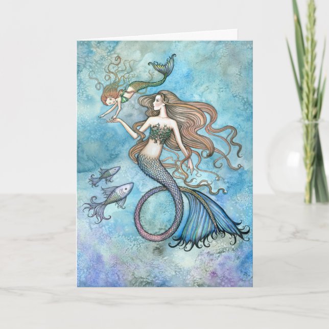 Sirenita de tarjetas para el día de la madre e hij (Anverso)