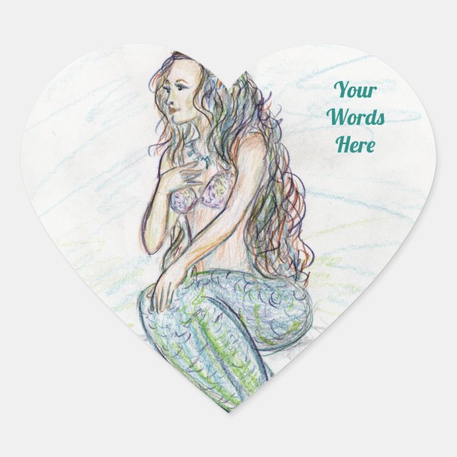 Sirenita en Personalizado de arte de rock Pegatina (Anverso)