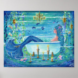 Sirenita en una bañera de arte de Renee Lavoie