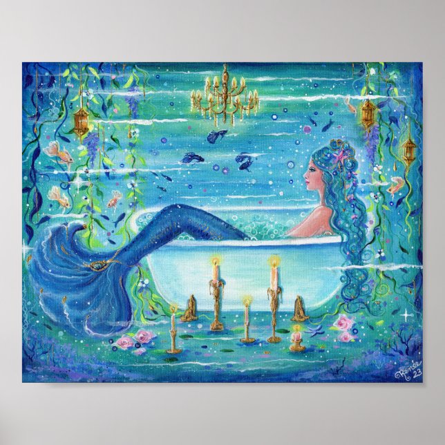 Sirenita en una bañera de arte de Renee Lavoie (Frente)