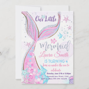 Sirenita Fiesta de invitaciones a cumpleaños