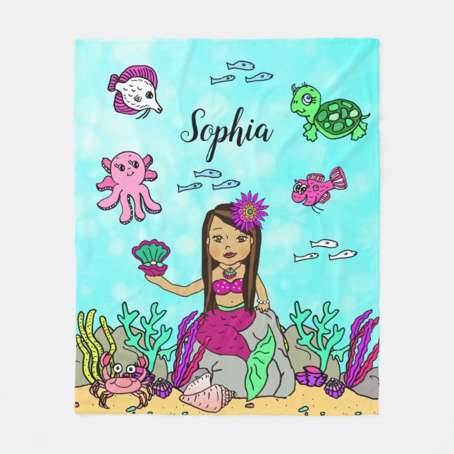 Sirenita personalizada bajo la manta del mar (Anverso)