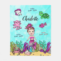 Sirenita personalizada bajo la manta del mar