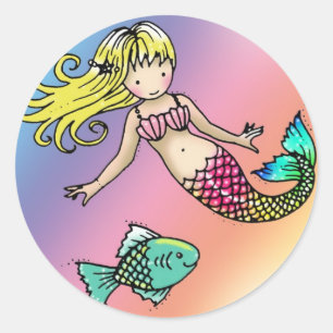 Sirenita y Pegatinas de Peces