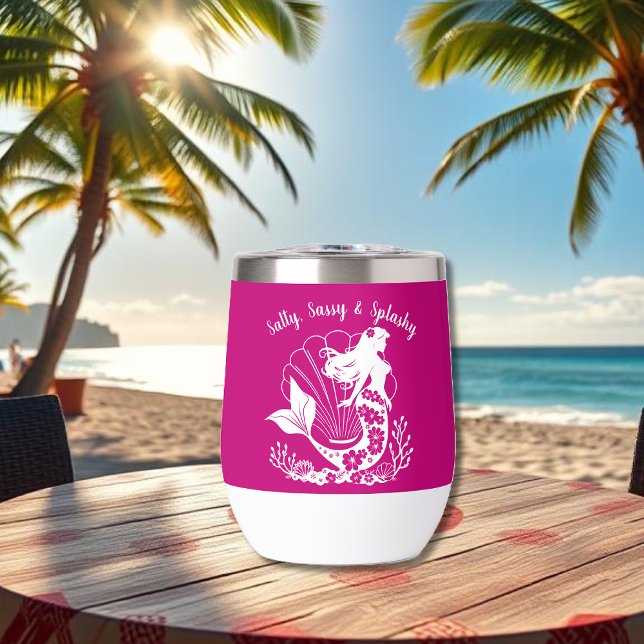 Sirvienta hawaiana salada y rosa-esplashy (Hawaiian Mermaid-Salty & Sassy-Fisherman Core-Beach-Summer Tumbler Salty Sassy and Splashy-pink)