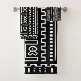 Sistema blanco y negro de la toalla de Mudcloth