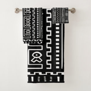 Sistema blanco y negro de la toalla de Mudcloth